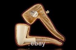 TEKIN Rusticated Cone Shape Pipe BLOCK MEERSCHAUM-NEW-HAND CARVED W Case#613