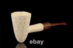 TEKIN Rusticated Cone Shape Pipe BLOCK MEERSCHAUM-NEW-HAND CARVED W Case#666