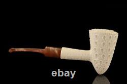 TEKIN Rusticated Cone Shape Pipe BLOCK MEERSCHAUM-NEW-HAND CARVED W Case#666