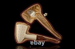 TEKIN Rusticated Cone Shape Pipe BLOCK MEERSCHAUM-NEW-HAND CARVED W Case#666