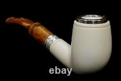 TEKIN SMOOTH BENT PIPE BLOCK MEERSCHAUM-NEW-HAND CARVED New W Case#1426 SILVER