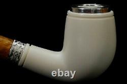 TEKIN SMOOTH BENT PIPE BLOCK MEERSCHAUM-NEW-HAND CARVED New W Case#1426 SILVER