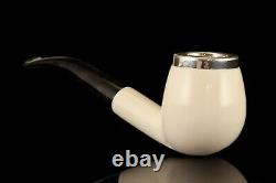 TEKIN Smooth Bent Egg Pipe BLOCK MEERSCHAUM-NEW-HAND CARVED W Case#1228 Silver