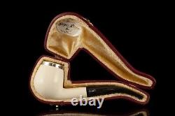 TEKIN Smooth Bent Egg Pipe BLOCK MEERSCHAUM-NEW-HAND CARVED W Case#1228 Silver