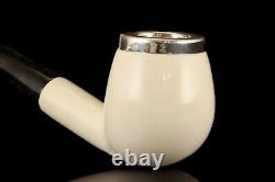 TEKIN Smooth Bent Egg Pipe BLOCK MEERSCHAUM-NEW-HAND CARVED W Case#1228 Silver