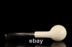 TEKIN Smooth Bent Egg Pipe BLOCK MEERSCHAUM-NEW-HAND CARVED W Case#1228 Silver