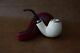 Tekin Smooth Bent Egg Pipe Block Meerschaum-new-hand Carved W Case#1472 Silver