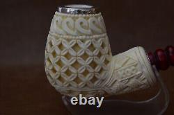 Tall Bent Egg Pipe Reverse Calabash Stem New block Meerschaum Handmade Case#467