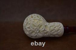 Tall Bent Egg Pipe Reverse Calabash Stem New block Meerschaum Handmade Case#467