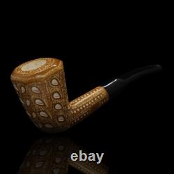 Tall Precolored Dublin Panel Pipe BLOCK MEERSCHAUM-NEW-HAND CARVED W Case#183