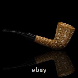 Tall Precolored Dublin Panel Pipe BLOCK MEERSCHAUM-NEW-HAND CARVED W Case#183
