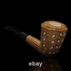 Tall Precolored Dublin Panel Pipe BLOCK MEERSCHAUM-NEW-HAND CARVED W Case#183