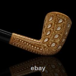 Tall Precolored Dublin Panel Pipe BLOCK MEERSCHAUM-NEW-HAND CARVED W Case#183