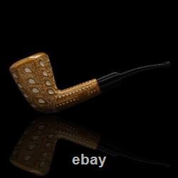 Tall Precolored Dublin Panel Pipe BLOCK MEERSCHAUM-NEW-HAND CARVED W Case#183