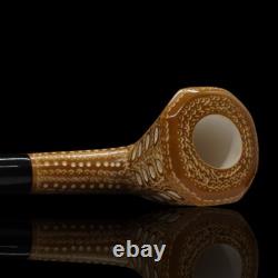 Tall Precolored Dublin Panel Pipe BLOCK MEERSCHAUM-NEW-HAND CARVED W Case#183