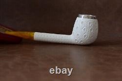 Tekin CANADIAN PIPE BLOCK MEERSCHAUM-NEW-HAND CARVED Custom Case#492 With Silver