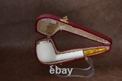 Tekin CANADIAN PIPE BLOCK MEERSCHAUM-NEW-HAND CARVED Custom Case#492 With Silver