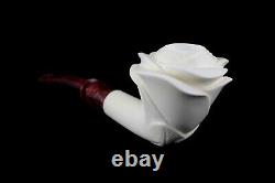 Tekin Rose Figure Smoking Pipe, block Meerschaum New Handmade W Case#633