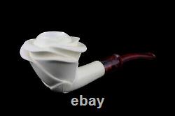 Tekin Rose Figure Smoking Pipe, block Meerschaum New Handmade W Case#633