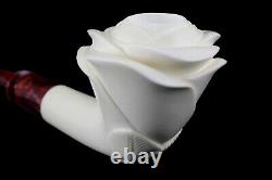 Tekin Rose Figure Smoking Pipe, block Meerschaum New Handmade W Case#633