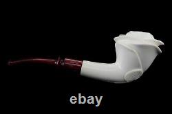 Tekin Rose Figure Smoking Pipe, block Meerschaum New Handmade W Case#633