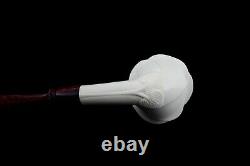 Tekin Rose Figure Smoking Pipe, block Meerschaum New Handmade W Case#633