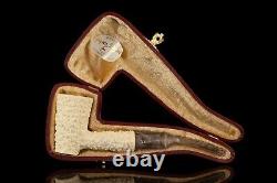 Tekin Rusticated Poker Pipe new-block Meerschaum Handmade W Case#58