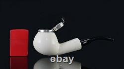 Tekin Smooth Apple Pipe Silver Wind Cap new-block Meerschaum Handmade W Case#170