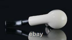 Tekin Smooth Apple Pipe Silver Wind Cap new-block Meerschaum Handmade W Case#170