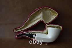 Tekin Smooth Bent Dublin Pipe W Silver new-block Meerschaum Handmade W Case#1580