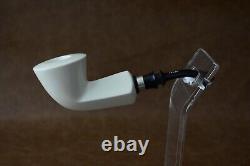 Tekin Smooth Bent Dublin Pipe W Silver new-block Meerschaum Handmade W Case#1580