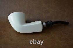 Tekin Smooth Bent Dublin Pipe W Silver new-block Meerschaum Handmade W Case#1580