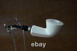 Tekin Smooth Bent Dublin Pipe W Silver new-block Meerschaum Handmade W Case#1580