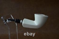 Tekin Smooth Bent Dublin Pipe W Silver new-block Meerschaum Handmade W Case#1580