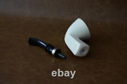 Tekin Smooth Bent Dublin Pipe W Silver new-block Meerschaum Handmade W Case#1580