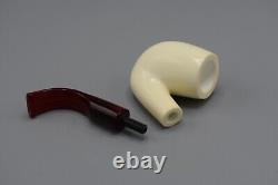 Tekin Smooth Bent Nose Warmer Pipe new-block Meerschaum Handmade W Case#1820