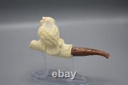 The Great Horned Owl Smoking Pipe New Block Meerschaum Handmade Custom Case#981