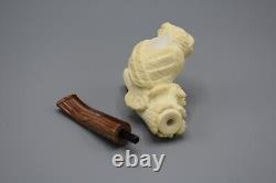 The Great Horned Owl Smoking Pipe New Block Meerschaum Handmade Custom Case#981