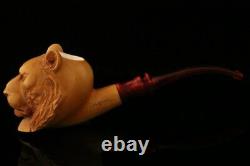 Tiger Block Meerschaum Pipe Carved by Kenan with custom case 11672