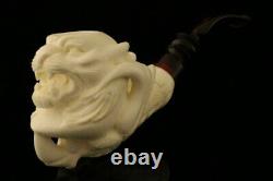 Tiger in Claw Block Meerschaum Pipe Carved by E. CEVHER in custom case 10726