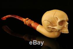 Tobacco/herb No-Chin Skull Churchwarden Block Meerschaum smoking Pipe