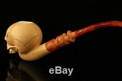 Tobacco/herb No-Chin Skull Churchwarden Block Meerschaum smoking Pipe