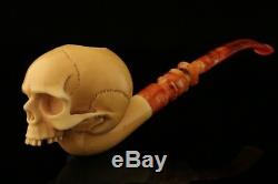 Tobacco/herb No-Chin Skull Churchwarden Block Meerschaum smoking Pipe