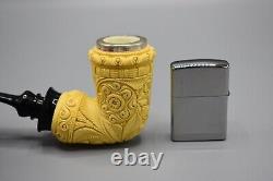 Topkapi Calabash Pipe BLOCK MEERSCHAUM-NEW Handmade Reverse Calabash W Case#505