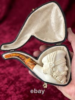 Turkish Block Cavalary Meerschaum Pipe Hand Carved Same DayDispatch