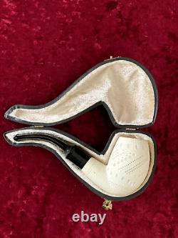 Turkish Block Classic Patterned Meerschaum Pipe Hand Carved UK Same Day Dispatch