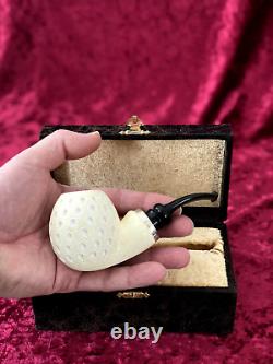 Turkish Block Special Embroidered Meerschaum Pipe Hand Carved Same Day Dispatch