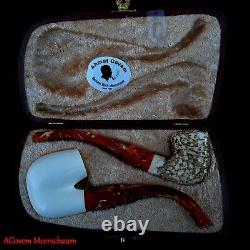 Two Block Meerschaum Smoking Pipes Set, AGovem Meerschaum Pipe, Tobacco, AGM-898