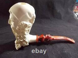 UNSMOKED Dunhill Large Block MEERSCHAUM PIPE with a Man Smoking a Pipe