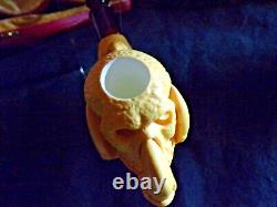 UNSMOKED Large Block MEERSCHAUM Pipe EAGLE Claws & Skeleton